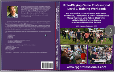 Role-Playing Game Professional Level 1 Workbook 2nd Edition Book Cover Purple with photos of role-playing games
